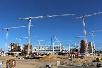 Het stadion tijdens de bouw, in mei 2016.