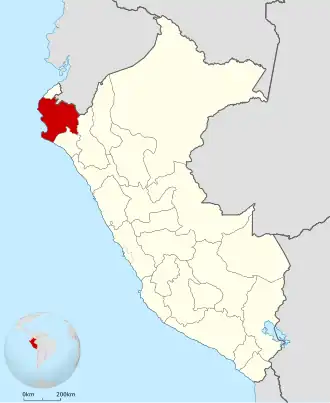 Ligging van Piura in Peru