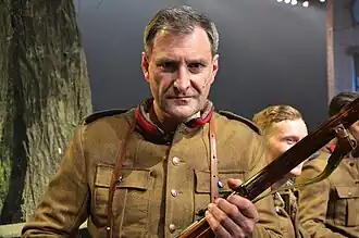 Van De Velde tijdens de open repetitie van de spektakelmusical '14-18' (2014)