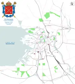 Het tramnet in St.-Petersburg in 1925.