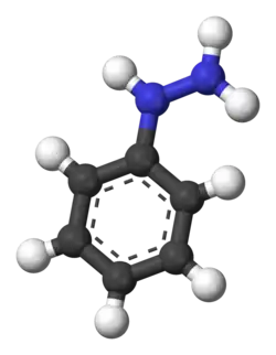 Molecuulmodel van fenylhydrazine