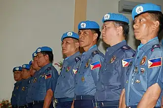 Filipijnse agenten van de UNMIT-vredesmacht in juli 2007. Deze missie was van 2006 tot 2012 actief in Oost-Timor.