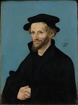 Philipp Melanchthon (1543) geschilderd door  Lucas Cranach de Oude