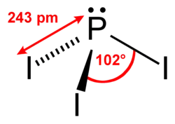 Structuurformule van fosfortri-jodide