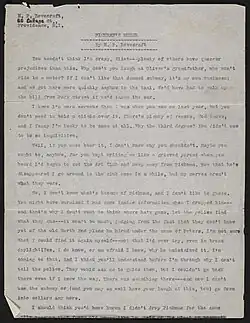 Eerste pagina van het manuscript van Pickman's Model