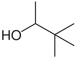 Structuurformule van 3,3-dimethylbutan-2-ol