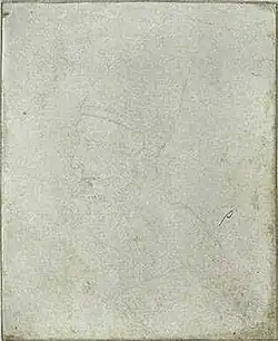 Hoofd van een bisschop, inv. 2308, ca. 1440-1450, zilverstift op perkament, 10,2&nbsp;×&nbsp;8,5