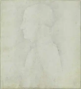 Hoofd van een kale man, inv. 2310, ca. 1440-1450, zilverstift op perkament, 14,9&nbsp;×&nbsp;13,5