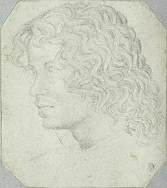 Mannenkop in driekwart, inv. 2330, ca. 1440-1450, potlood op papier, 20,8&nbsp;×&nbsp;18,4