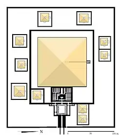 Diagram van het piramide complex van Seneoseret I