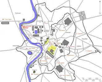 Locatie van de Boog van Arcadius, Honorius en Theodosius
(in rood)