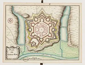 Zeventiende-eeuwse kaart van Charleroi