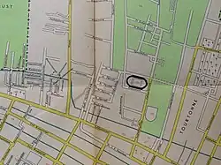 Plattegrond van Paramaribo. Uitsnede omgeving Cultuurtuin (1950)