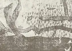 Een oude kaart met hierop de Potsjajna (thans Dnjepr), 1695.