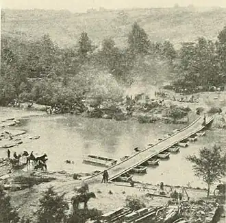 Pontonbrug over de North Anna die werd aangelegd door de Noordelijke genie
