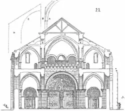 Doorsnede van de narthex of voorschip.