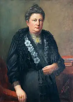 'Portret Liza Lievens' door Joannes Baptista Stessens. Liza Lievens was de echtgenote van de kunstenaar.