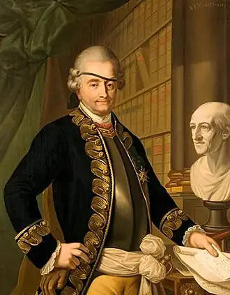 Kopie naar het originele portret van David-Louis Constant d'Hermenches als Maréchal de camp van Île de Ré door Jean-Baptiste BonjourRKD Informatie over dit schilderij van Jean-Baptiste Bonjour 1839 1839 in het depot van de Rijksdienst voor het Cultureel Erfgoed te RijswijkOrigineel portret van een anonieme schilder 1780 bevindt zich in 'Musée Historique de Lausanne