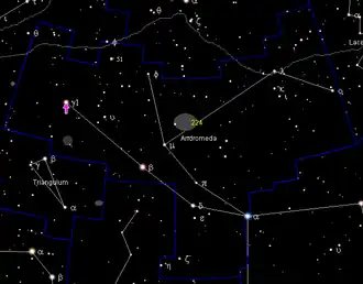 Positie van Alamak (γ Andromedae)