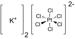 Structuurformule van kaliumhexachloroplatinaat