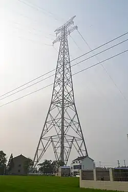 Een van de hoogste draagmasten ter wereld, in China, is 346,5 meter hoog. De lijn gaat over de rivier de Yangtze.