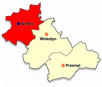 Ligging van de gemeente binnen de powiat