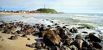 Het strand Praia da Cal in de gemeente Torres