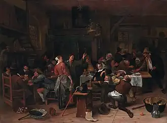 Prinsjesdag door Jan Steen (1665-1668), met Jan Zoet aan tafel