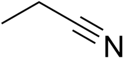 Structuurformule van propaannitril