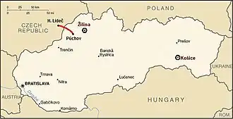 Spoorlijn Púchov–Horní Lideč op de kaart