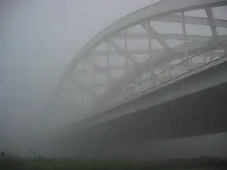 Pullebrug in de dichte mist (niet uitzonderlijk)