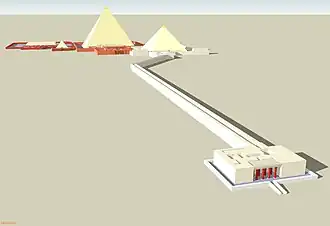 Het gehele piramidecomplex van Aboesir met processieweg en daltempel