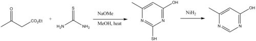 Synthese van pyrimidinederivaten met thio-ureum