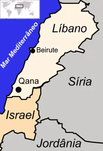 Libanon (noord) en Israël (zuid).