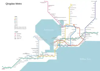 Metrokaart van Qingdao (2024)