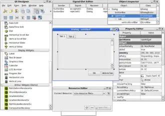 Het ontwerpprogramma voor Qt.