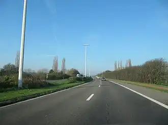 De R13 richting Nederland