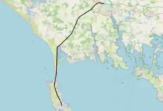 Spoorlijn Auray - Quiberon op de kaart