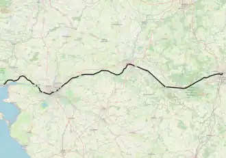 Spoorlijn Tours - Saint-Nazaire op de kaart