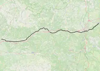 Spoorlijn Coutras - Tulle op de kaart