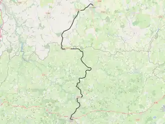 Spoorlijn La Châtre - Guéret op de kaart