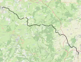 Spoorlijn Commentry - Gannat op de kaart