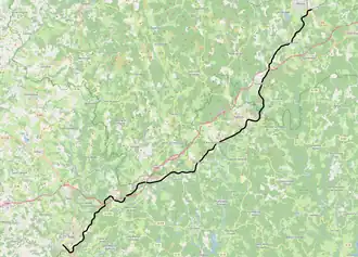 Spoorlijn Tulle - Meymac op de kaart