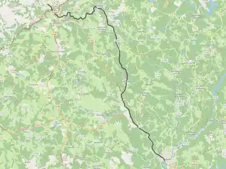 Spoorlijn Tulle - Argentat op de kaart