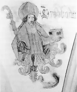 Radboud op een gewelfschildering in de Broerenkerk te Zwolle.