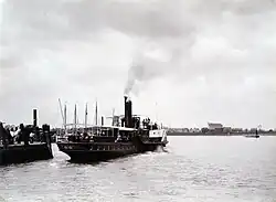 1877 - 1913, de raderstoomboot Merwede II gebouwd in 1865 bij Fop Smit in Kinderdijk voor de Stoombootdienst Merwede. Afmetingen: 53,35 × 5,95 m, stoommachine 2 cilinder Stephenson 80 pk.