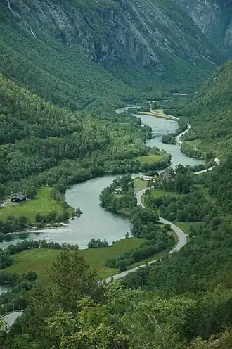 Het dal van de rivier de Rauma