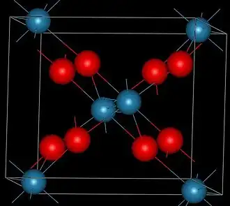 Kristalstructuur van renium(IV)oxide ■&nbsp;Re4+ ■&nbsp;O2−