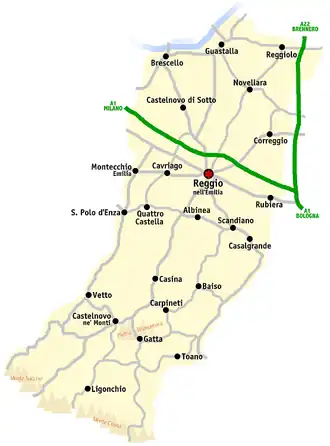 Kaart van Reggio Emilia (RE)
