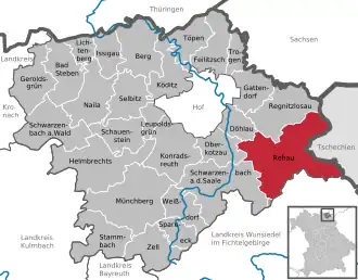 Kaart van Rehau (Opper-Franken)